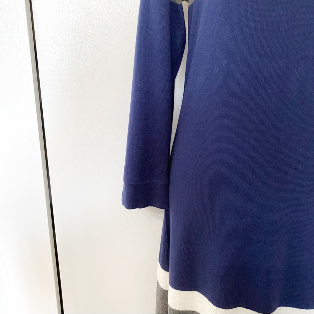 HATLEY CREAM GREY NAVY STRIPED KNITTED LONG SLEEVE DRESS - S - Picture 6 of 14